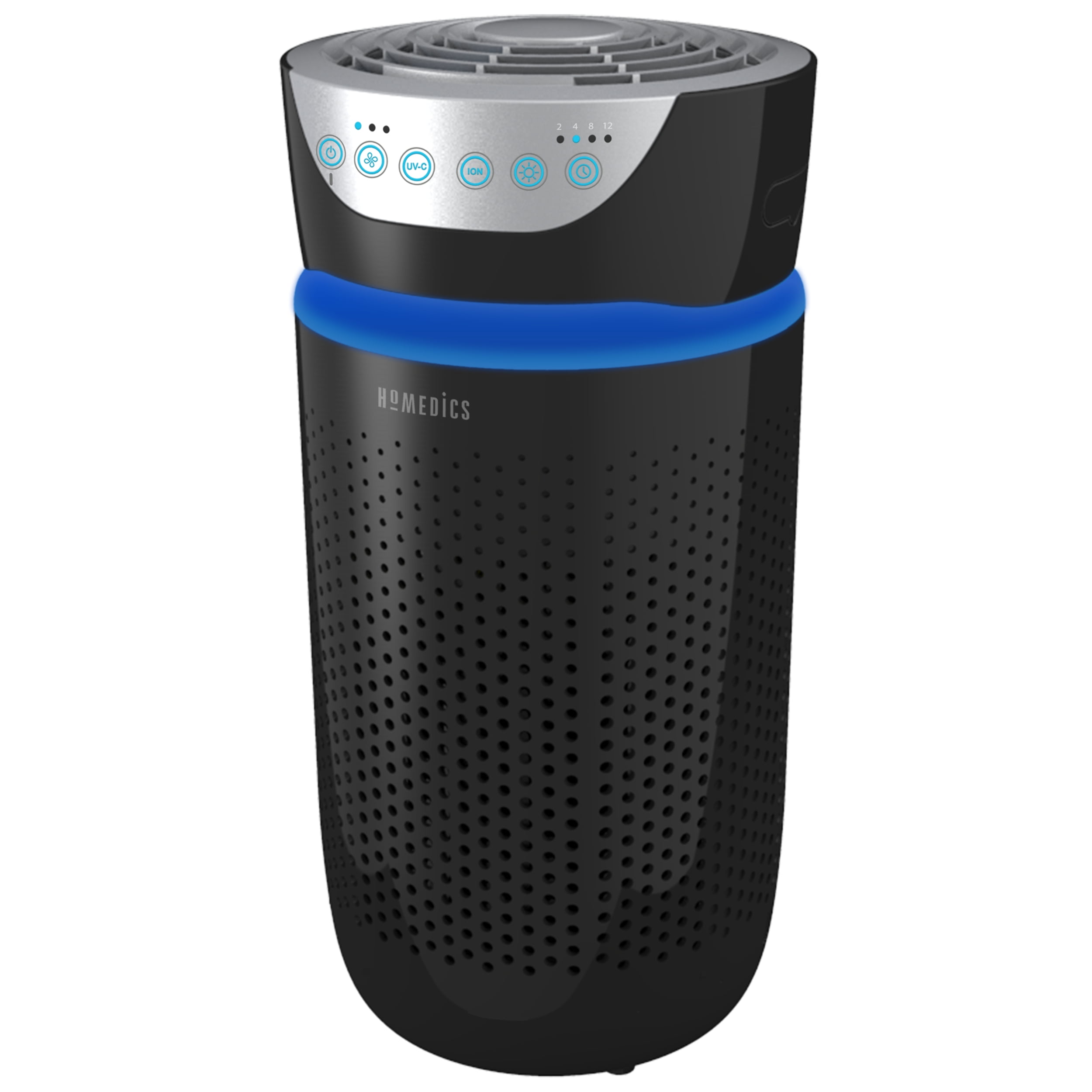 Homedics 5 in 1 HEPA Air Purifier with UV C 360 Degree Filter Essential Oil Pads Timer Black Walmart