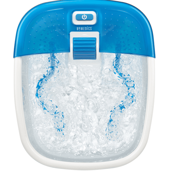 Homedics Bubble Bliss Deluxe Foot Spa with Heat Maintenance, 3 Attachments- Blue