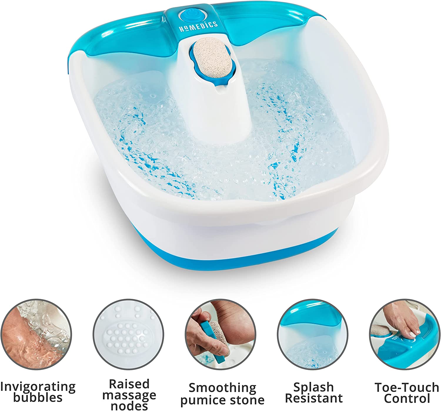 Homedics Bubble Mate Heated Foot Spa Bubble Foot Massager with Raised Massage nodes and Removable Pumice Stone - image 1 of 19