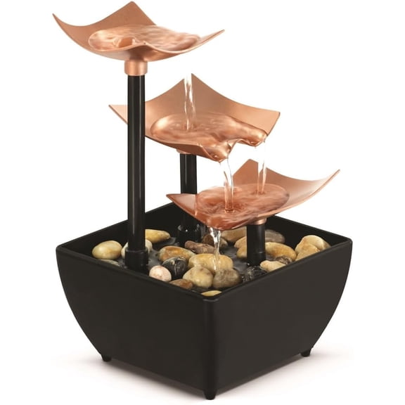 Homedics Golden Dew Tabletop Indoor Water Fountain, with Natural River Rocks, Soothing Nature Sounds, Zen Relaxation