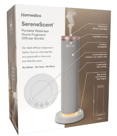 Homedics SereneScent Portable Waterless Home Fragrance Diffuser Bundle ...