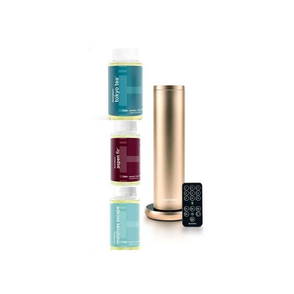 Homedics SereneScent Waterless Home Fragrance Diffuser, (Sets with 3 Fragrances), Patented Air Diffusion Technology, Clean & Natural Fragrance, Enhances Mood, Champagne