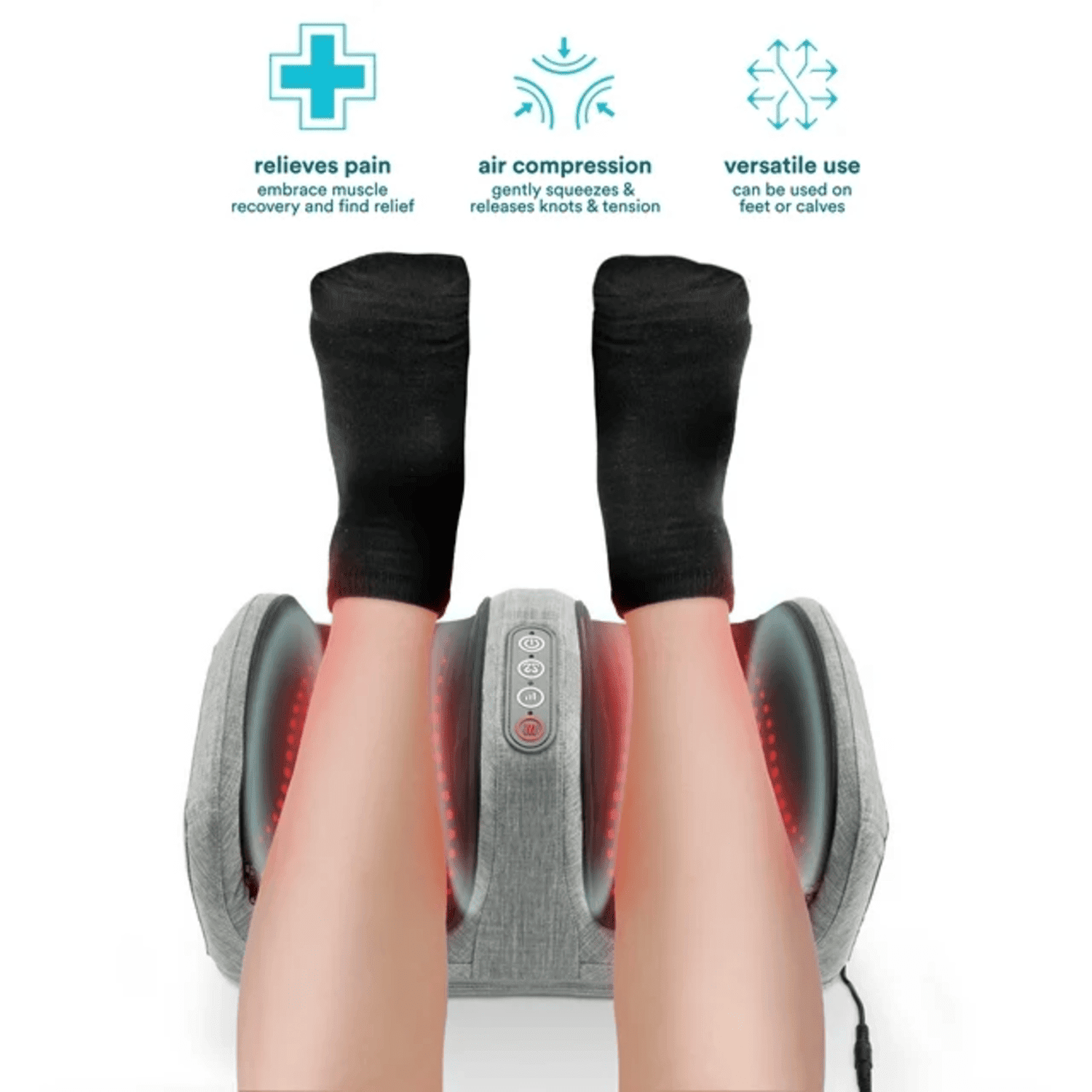 Homedics Shiatsu-Air Foot & Calf Massager, Shiatsu Massage  & Air Compression with 2 Intensity Levels and Soothing Heat
