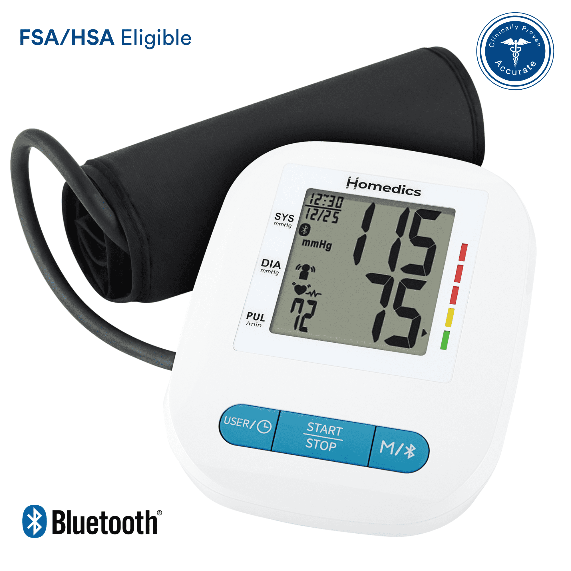 Homedics® Upper Arm 500 Series Blood Pressure Monitor, Voice Out Guide, Easy Operation, Accurate Results, Bluetooth® wireless technology
