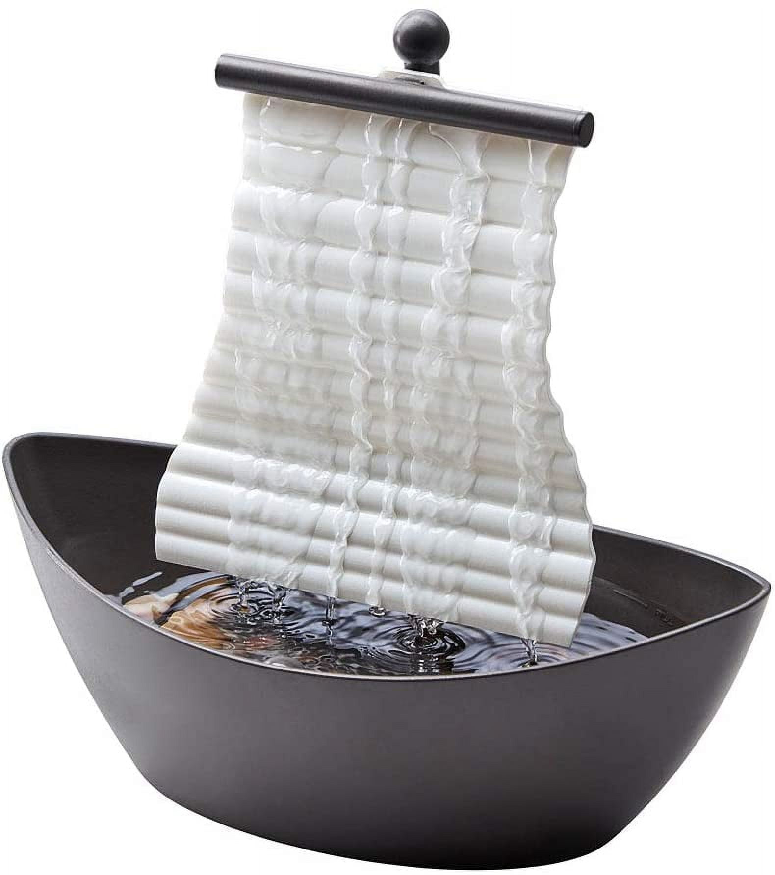 Homedics White Waters Relaxation Indoor Tabletop Fountain, Ambient LED