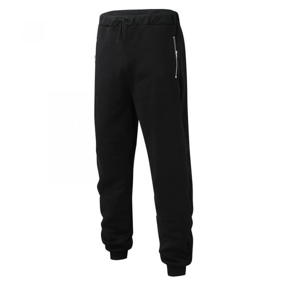 Homedles Sweatpants for Men- Zip-up With Pockets Loose Wide Leg Solid Gym Men's Pants Black XL