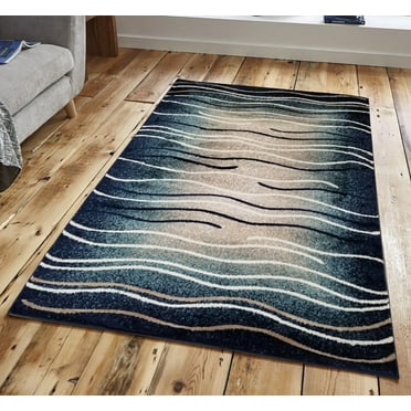 Homedora Design Contempo Rugs For Living Rooms,3001,Navy Polypropylene Area rugs,5x7