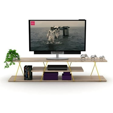 Homedora HD-TAR-TV-RF160121 Tars TV Unit, Oak & Yellow