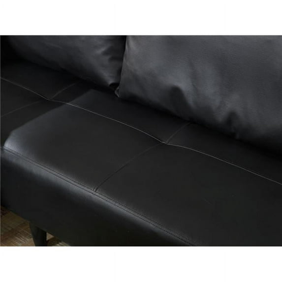 Homedora MD-ON10EV-AYB-BLACK-VYNL-S Aybuke Sectional Sofa, Black - Vinyl
