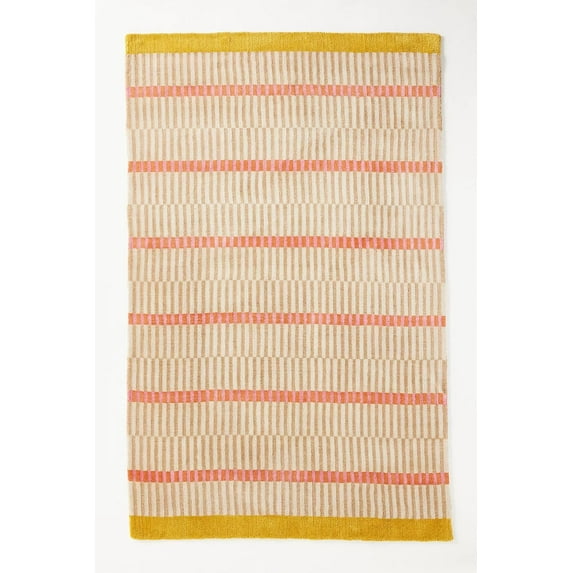 Homee Hand-Loomed Wool and Jute Blend Geometric Striped Rug Woollen Rugs Available In All Sizes 5x8 ft 6x9 ft 8x10 ft