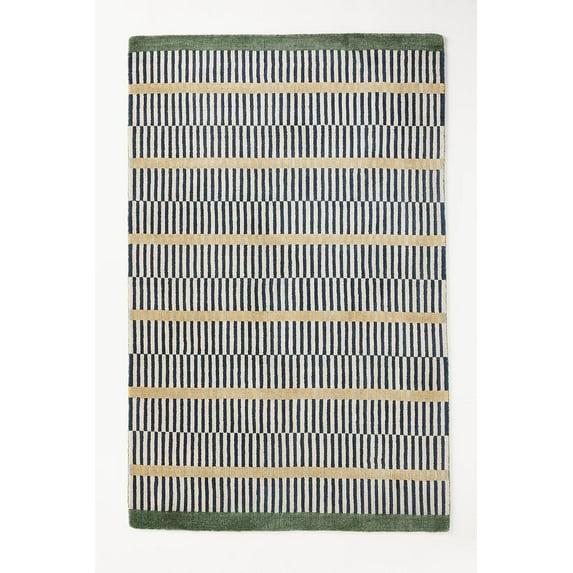 Homee Hand-Loomed Wool and Jute Blend Geometric Striped Rug Woollen Rugs Available In All Sizes 5x8 ft 6x9 ft 8x10 ft