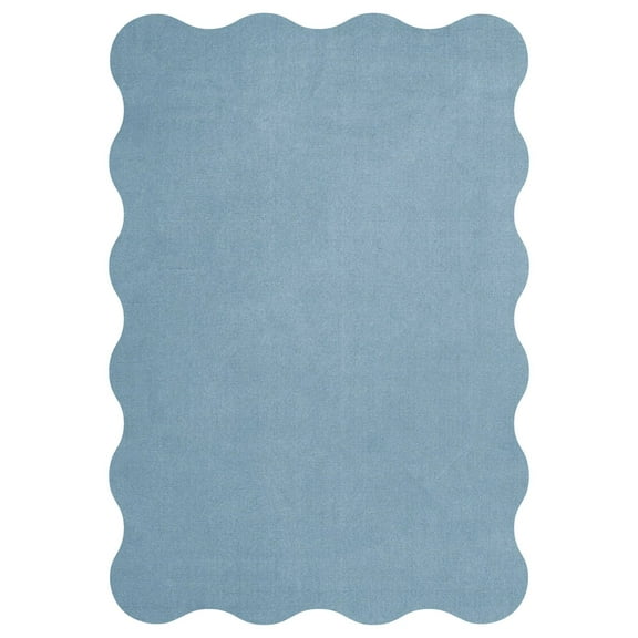 Homee Hand Tufted Woollen Rugs Scallop Soft Blue Rug Available In All Sizes 5x8 ft 6x9 ft 8x10 ft