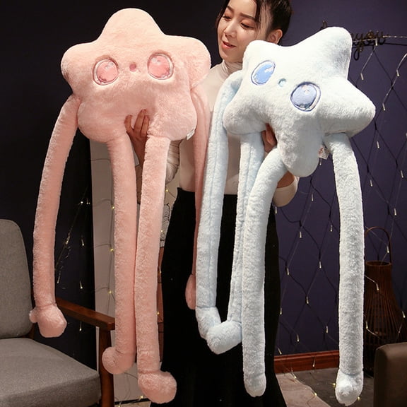 Homeer Plush Pillow Throw Pillow Stuffed Pillow Plush Pillow with Big Eyes Long Arm Legs PP Fully Filled Cartoon Stuffed Toy Cute Star Shaped Throw Pillow Room Bedroom Sofa