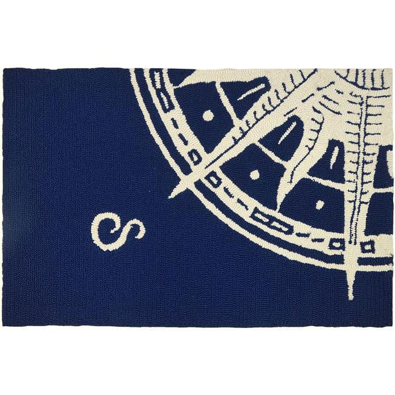Homefires 22 x 34 in. Sailors Compass Indoor Outdoor Area Rug - Blue ...