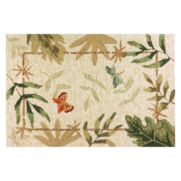 Homefires Butterflies & Dragonflies Rug – 22"x34" Indoor/Outdoor Hand-Hooked Accent Mat