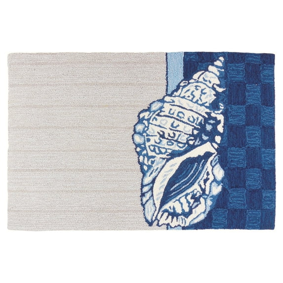 Homefires Conch Shell on Checkerboard Indoor Doormat