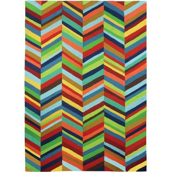 Homefires PP-HF043C 3 x 5 ft. Boho Bold Chevron Indoor Outdoor Area Rug, Multi-Colored