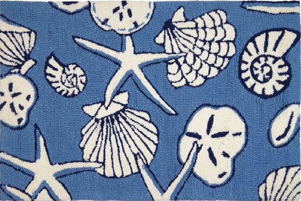 8' x 10' Blue and White Serenity at Sea Indoor/Outdoor Area Rug ...