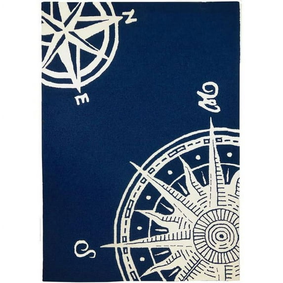 Homefires PPS-HF044E 5 x 7 ft. Sailors Compass Indoor Outdoor Area Rug, Blue