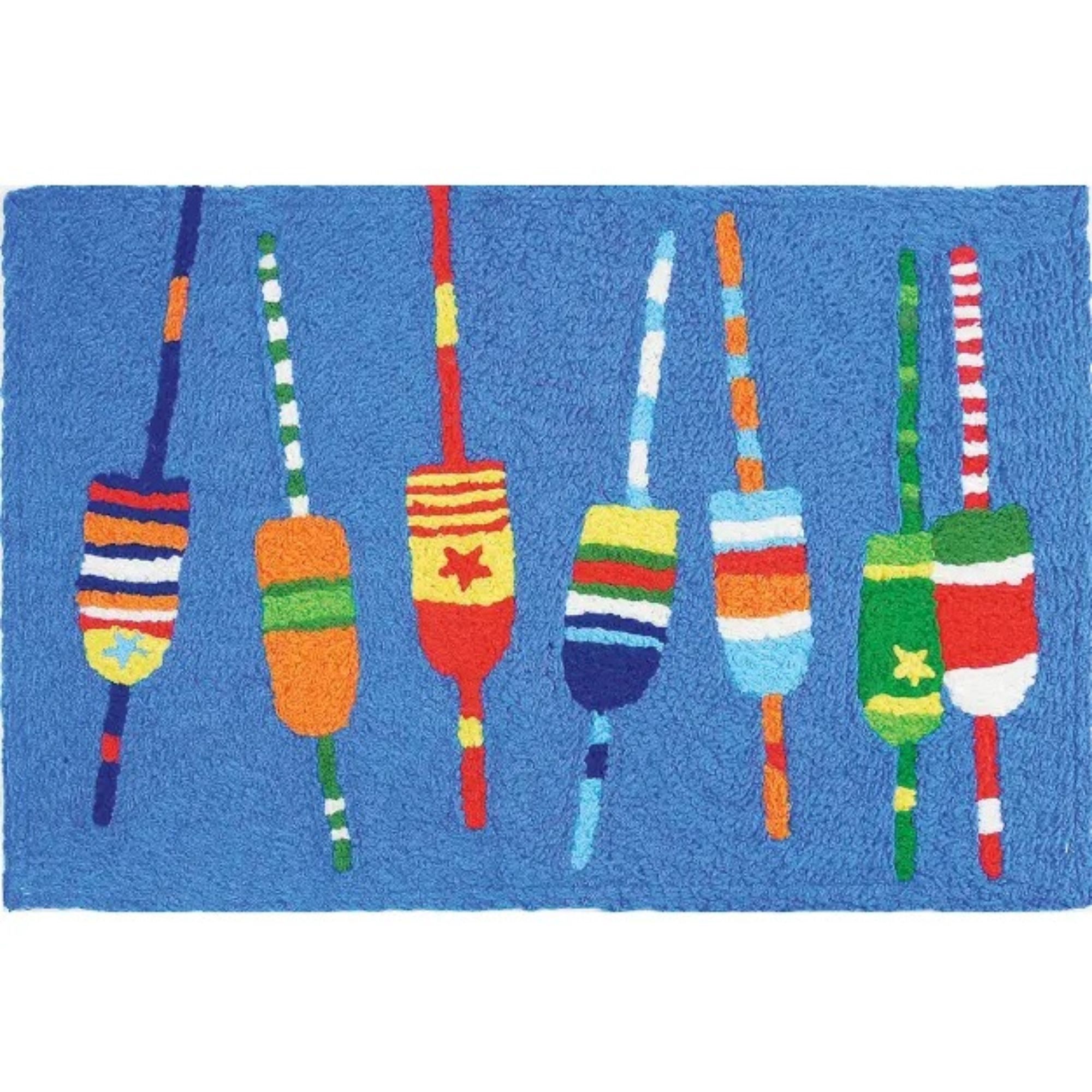 Homefires Rugs Homefires Rugs 1.6' x 2.5' Colorful Buoys Blue and Yellow Rectangular ...