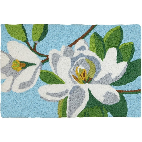 Homefires Rugs 1.6' x 2.5' Magnolia Time White and Blue Rectangular Area Throw Rug