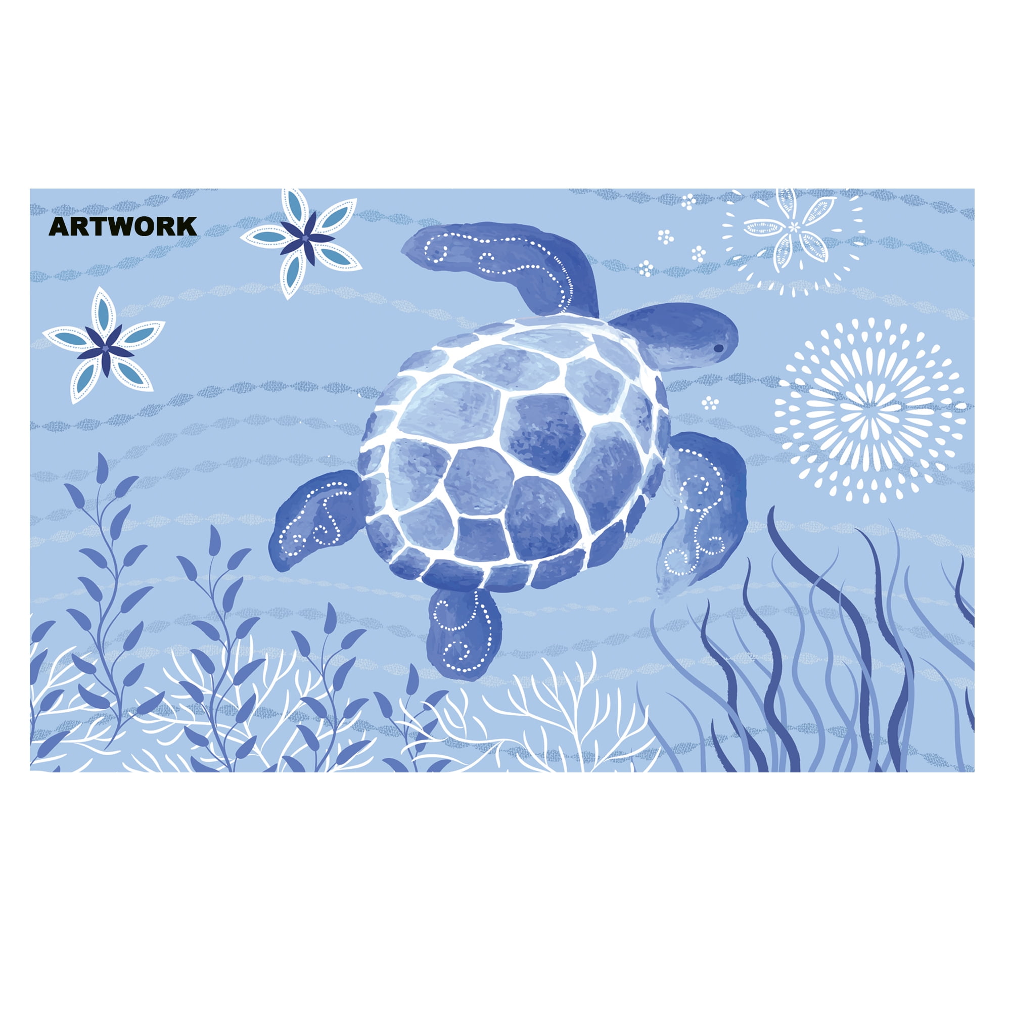 Homefires Rugs Homefires Rugs 1.6' x 2.5' Navy Blue Turtle Swimming Rectangular Area ...