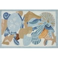 thumbnail image 1 of Homefires Rugs 1.6' x 2.5' Shells and Coral Blue and Beige Rectangular Area Throw Rug, 1 of 1