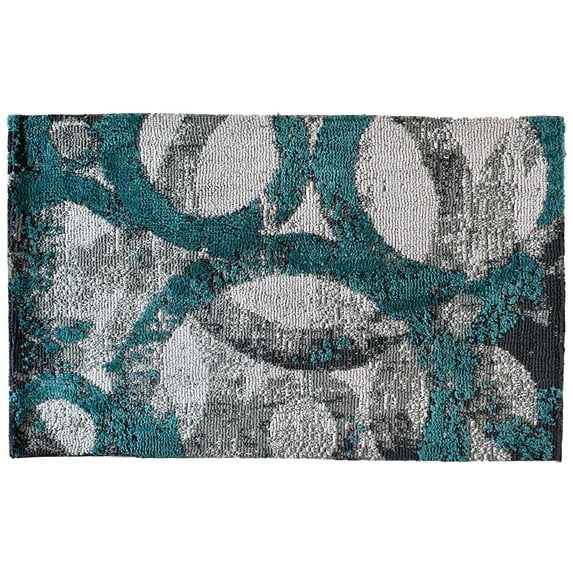 Homefires Rugs 1.75' x 2.75' Industrial Teal Green and Gray Rectangular Area Throw Rug
