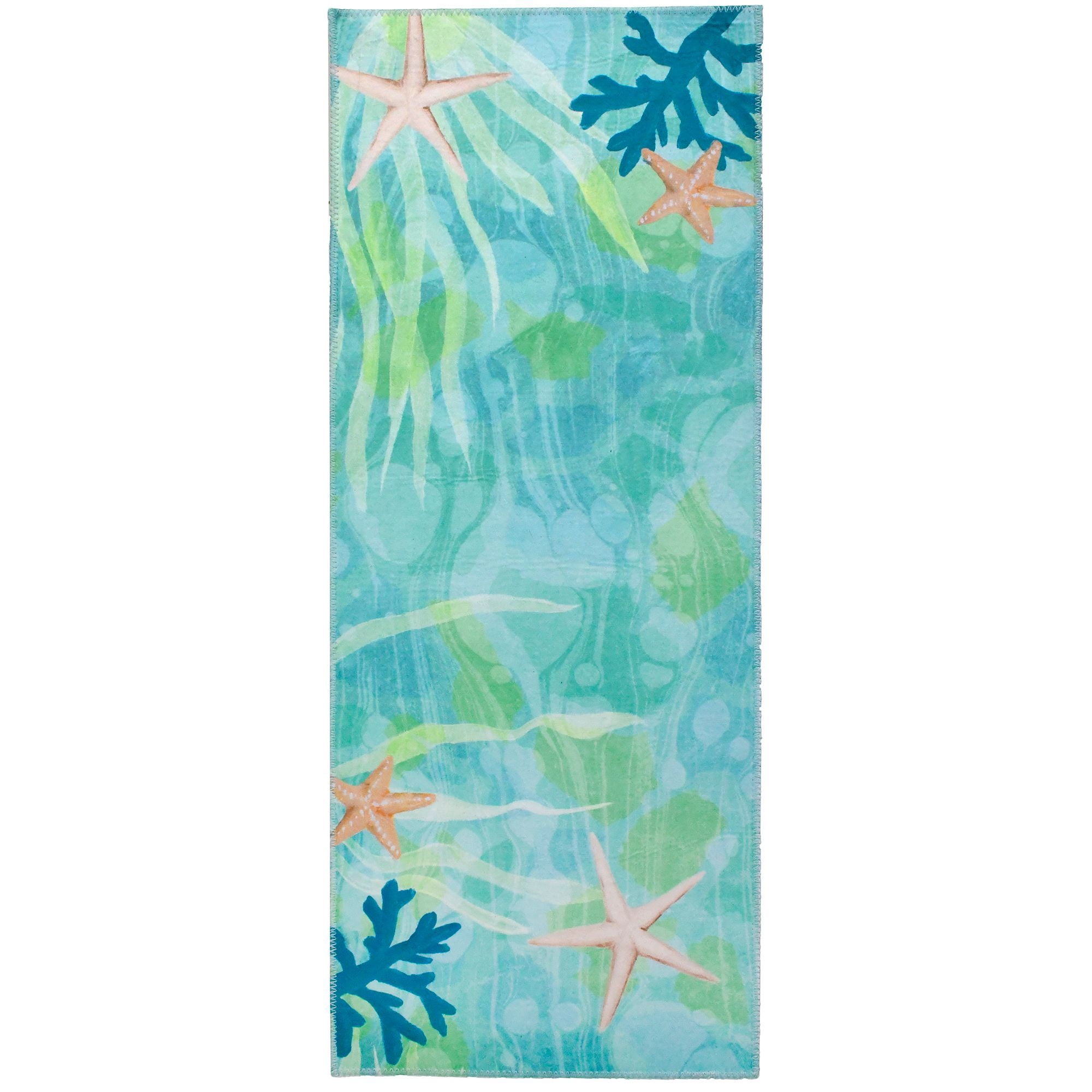 Homefires Rugs Homefires Rugs 1.75' x 4.5' Ocean Bubbles Beige and Blue Rectangular ...