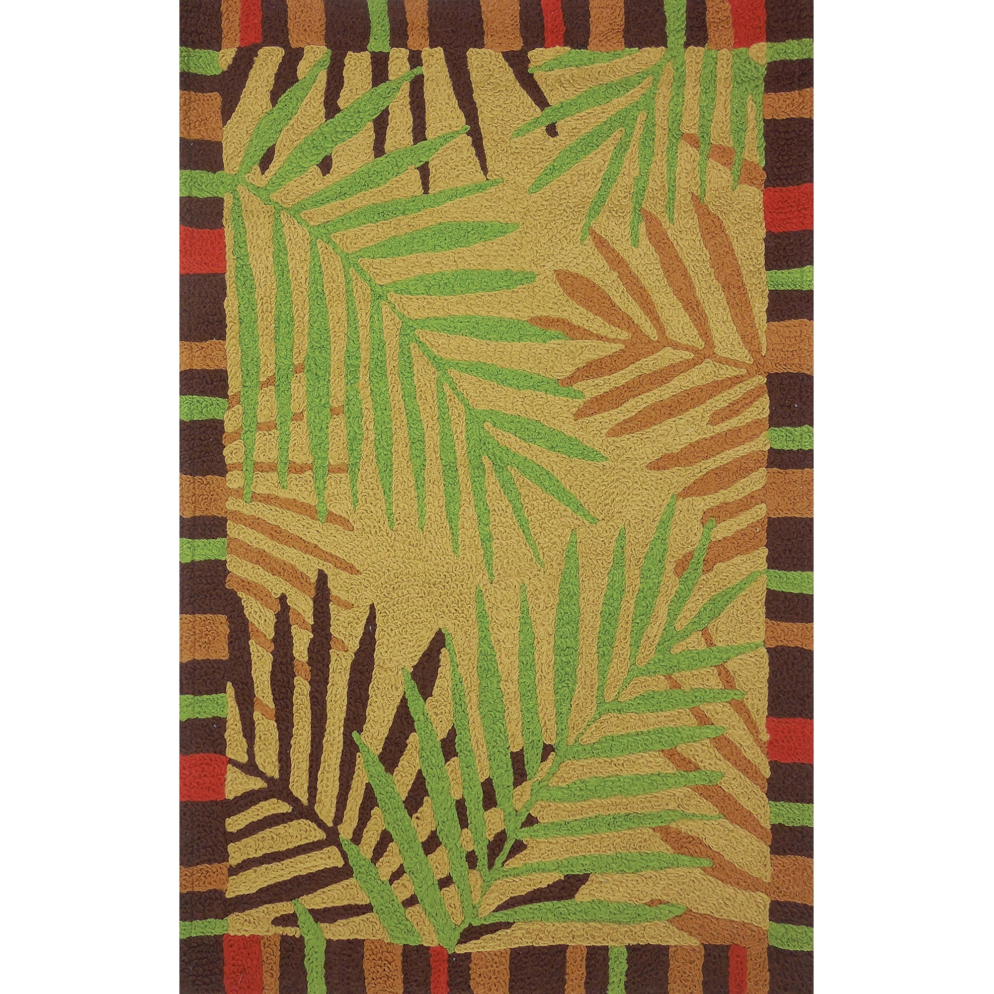 Multicolor Tropical Leaves Polypropylene Rectangular Outdoor Rug