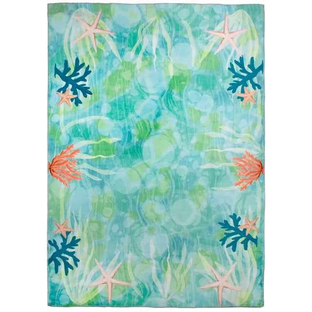 Homefires Rugs Homefires Rugs 5' x 7' Ocean Bubbles Blue and Green Rectangular Area ...