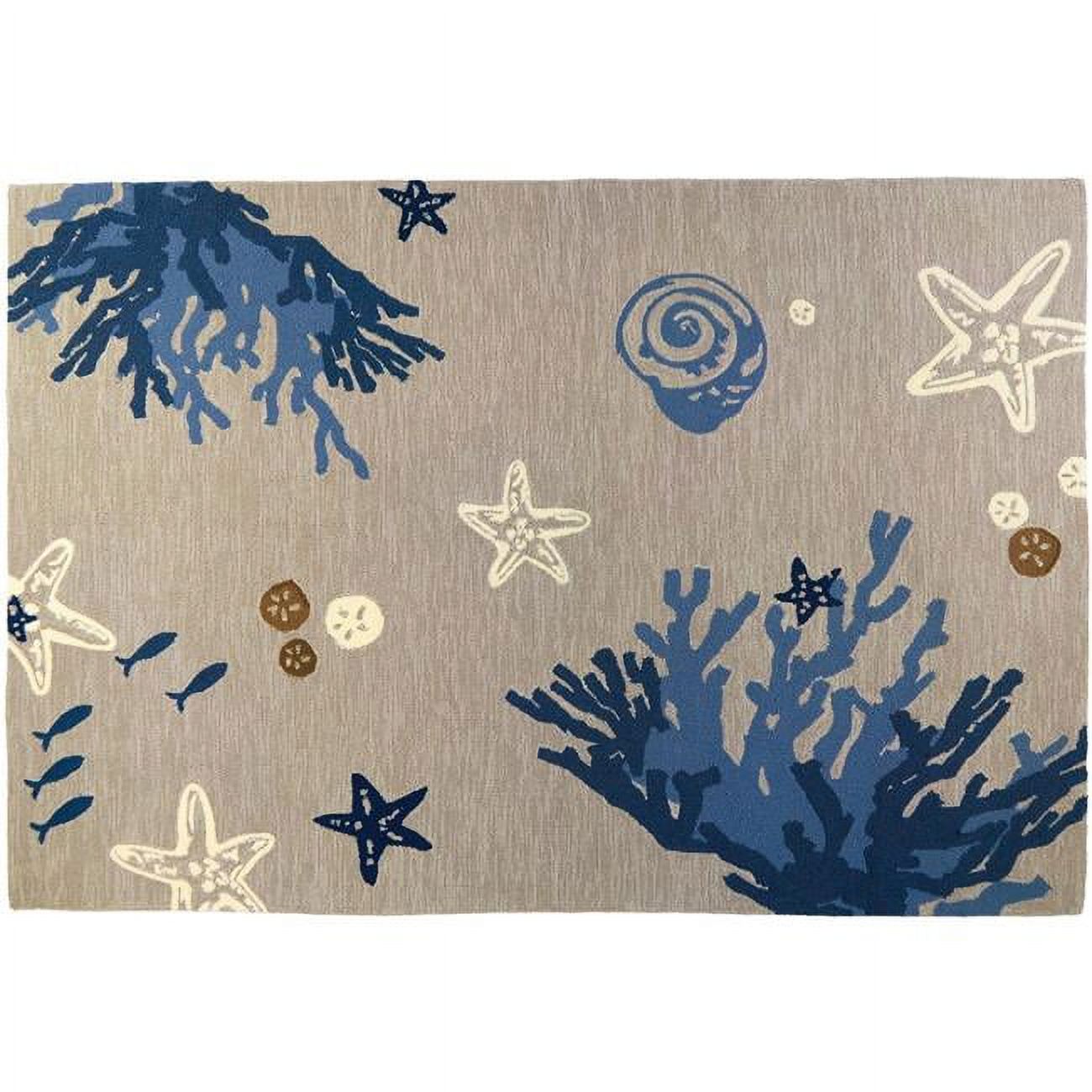 Homefires Rugs Homefires Tranquil Coral & Starfish Hand Hooked Area Rug - 5 x 7 ft ...
