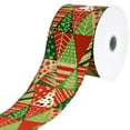 thumbnail image 1 of Homeford Christmas Abstract Geometric Christmas Trees Wired Ribbon, 2-1/2-inch, 10-yard, Red/Green, 1 of 3