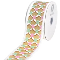 HOMEFORD Christmas Glittered Net Metallic Edge Wired Ribbon, 1-1/2-inch ...
