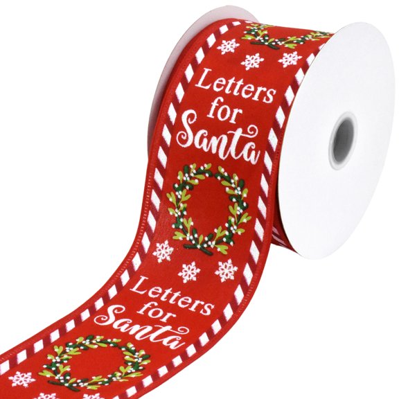 HOMEFORD ESC05 Christmas Letters for Santa Wired Ribbon, 2-1/2-inch, 10-yard, Red