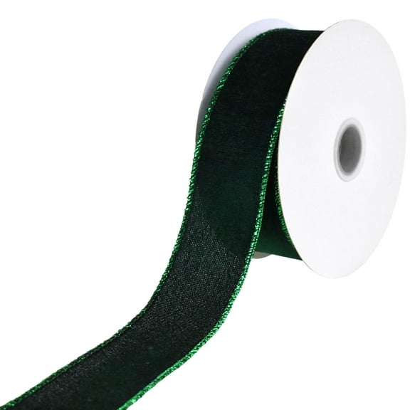 Homeford Christmas Lush Velvet Metallic Edge Wired Ribbon, 1-1/2-inch, 10-yard, Emerald
