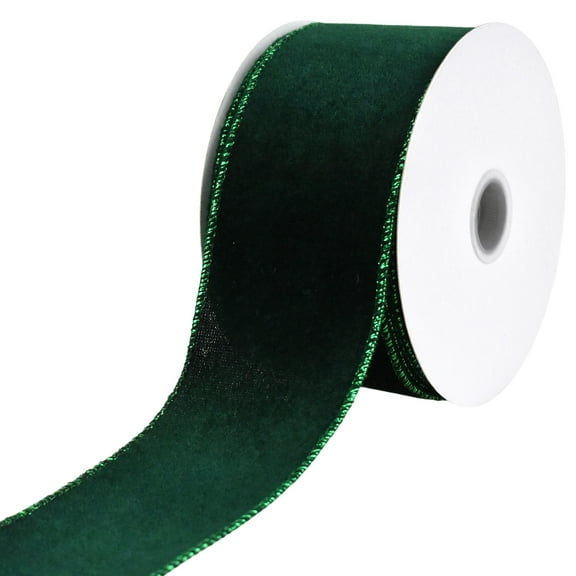Homeford Christmas Lush Velvet Metallic Edge Wired Ribbon, 2-1/2-inch, 10-yard, Emerald