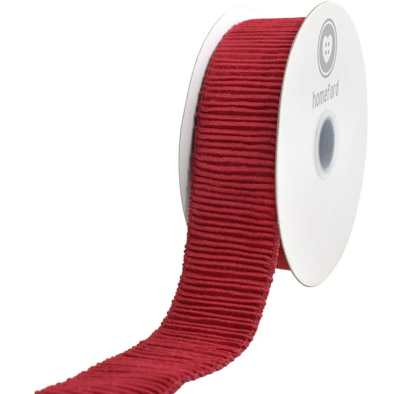 Homeford Christmas Ribbed Velvet Wired Ribbon, Dark Red, 2-1/2-inch, 10-yard