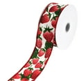 thumbnail image 1 of Homeford Fresh Spring Strawberries Faux Linen Wired Ribbon, 1-1/2-inch, 10-yard, Ivory, 1 of 3