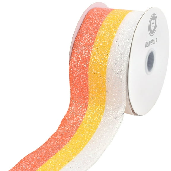 HOMEFORD ESC05 Halloween Candy Corn Stripes Ribbon, 2-1/2-inch, 10-yard, Multicolor