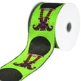 thumbnail image 1 of Homeford Halloween Witch Legs and Cauldrons Satin Wired Ribbon, 2-1/2-inch, 10-yard, Lime, 1 of 3