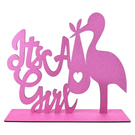 Homeford It's a Girl Stork MDF Wooden Centerpiece, 11-1/2-inch, Pink