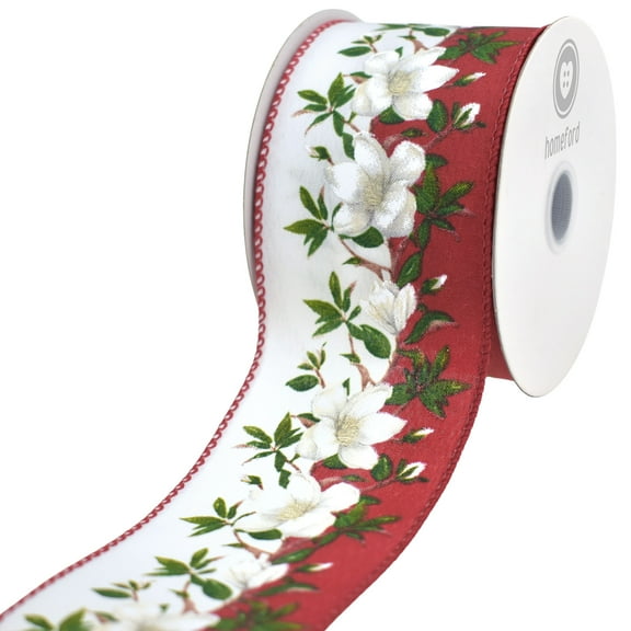 Homeford Magnolia Stripe Satin Wired Ribbon, Red, 2-1/2-inch, 10-yard