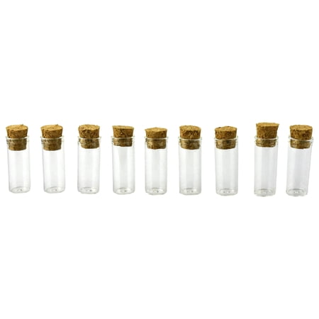 Homeford Mini Glass Vials with Cork Lid, 1-3/8-inch, 9-count, Clear
