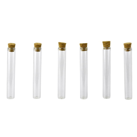Homeford Mini Glass Vials with Cork Lid, 3-1/4-inch, 6-count, Clear