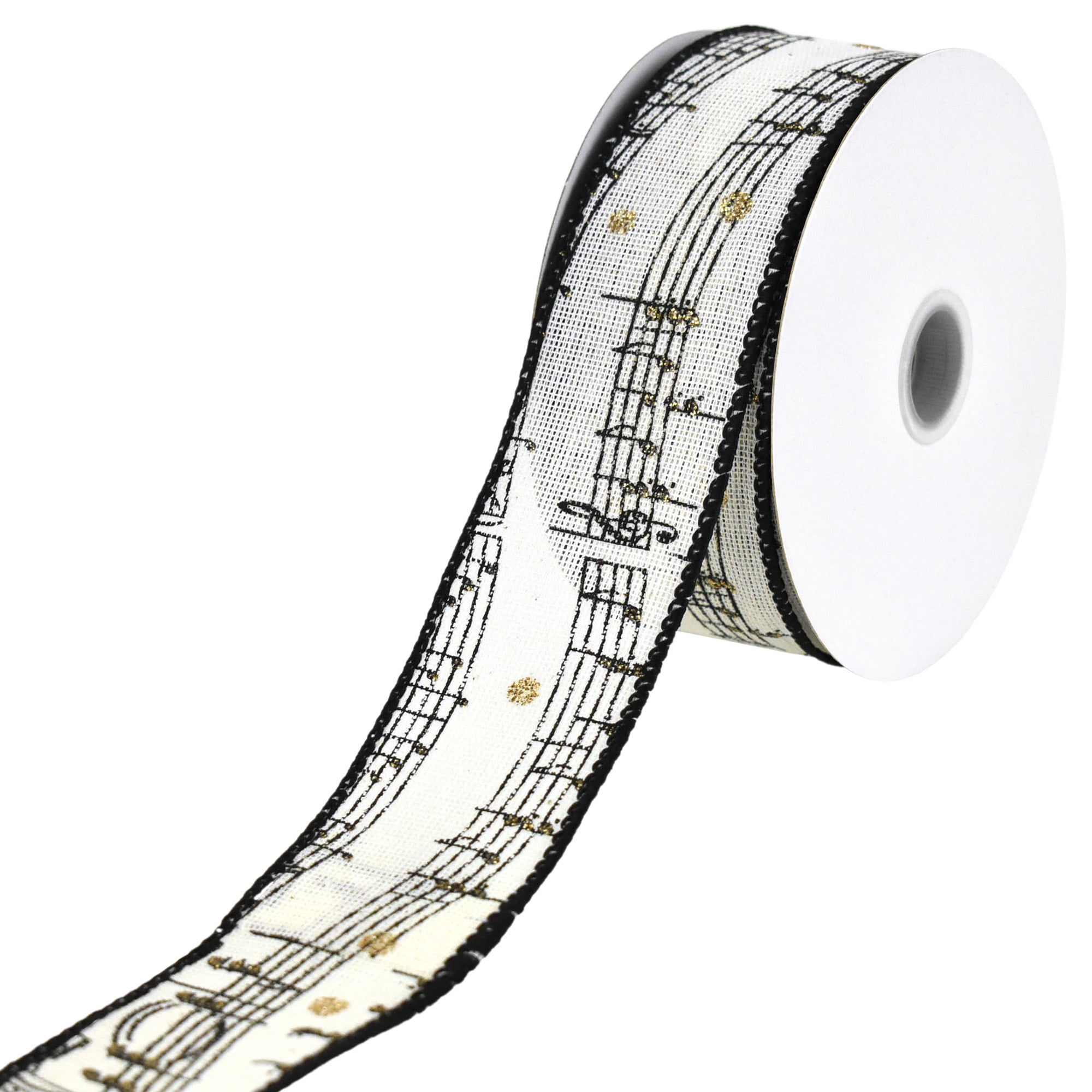 Homeford Music Sheet Notes Faux Linen Wired Ribbon, 1-1/2-inch, 10-yard ...