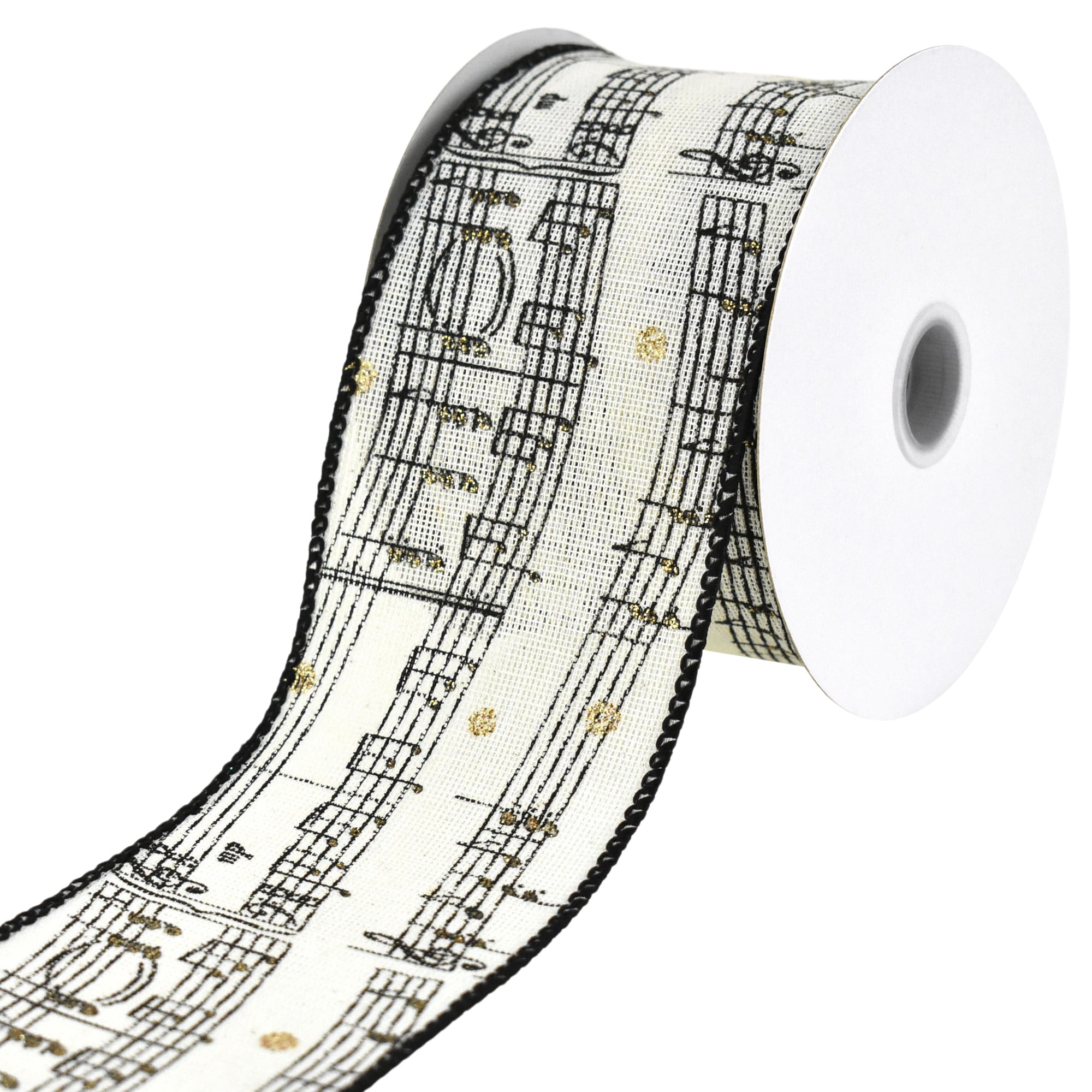 Note With A Ribbon Homeford Music Sheet Notes Faux Linen Wired Ribbon, 2-1/2-inch, 10-yard ...