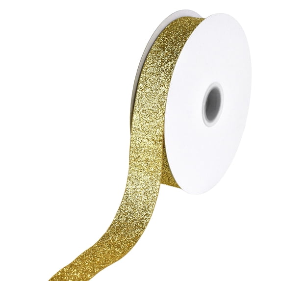 Homeford Nylon Metallic Glitter Ribbon, 7/8-inch, 25-yard, Gold