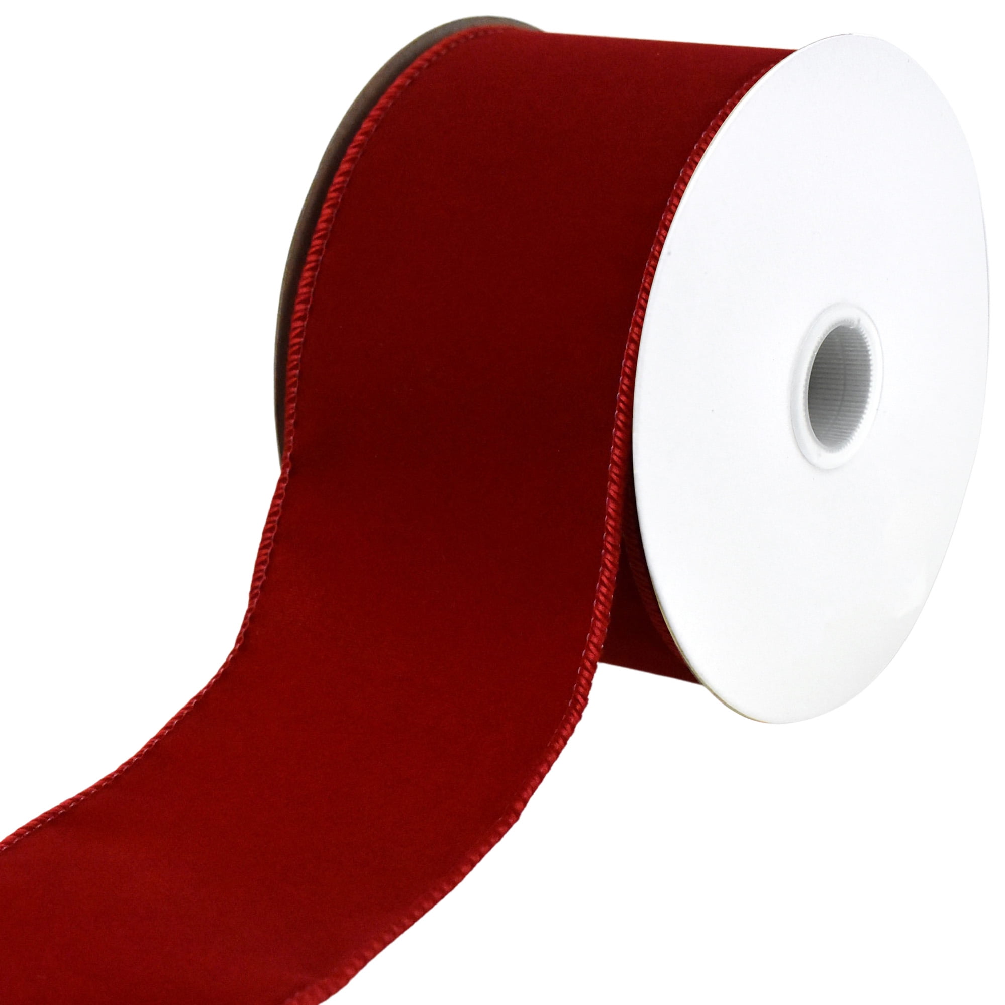 Homeford Outdoor Christmas Velvet Wired Ribbon, 2-1/2-inch, 10-yard, Medium  Red 