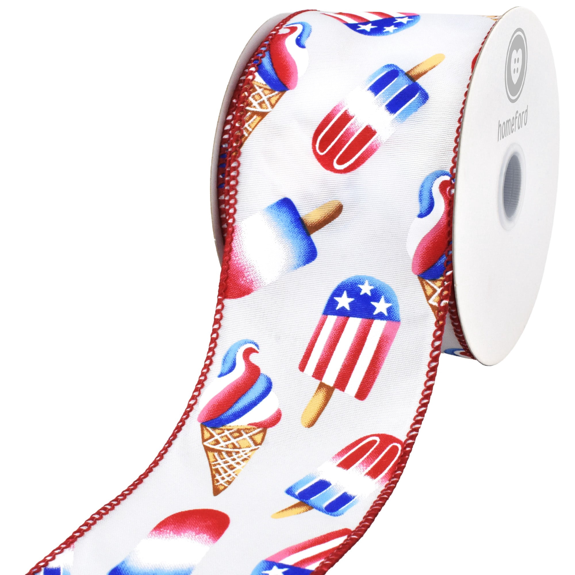 Cdf Ribbon Homeford Patriotic Ice Cream Popsicles Wired Ribbon, 2-1/2-inch, Red ...